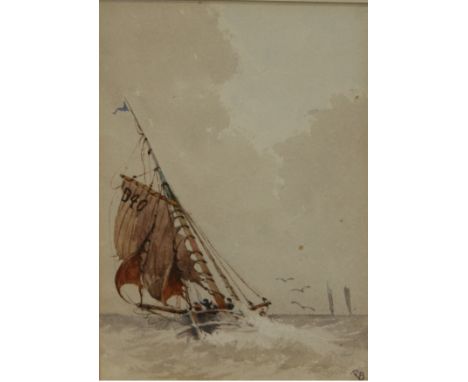 R B, MONOGRAMMED LOWER RIGHT, WATERCOLOUR, Shipping at Sea, 6 =  x 4 =  