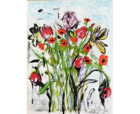 JIM DINE, SIGNED IN PENCIL TO MARGIN, LIMITED EDITION (195/200) COLOURED LITHOGRAPH,  Anemones , 25  x 19   