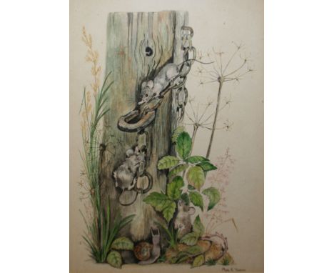 MARY R TURNER, SIGNED LOWER RIGHT, WATERCOLOUR, INSCRIBED VERSO  The Old Gatepost , 11  x 8  