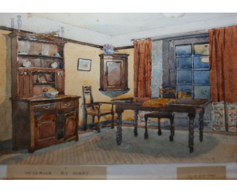 GEORGE DEAN OYSTON, TWO SIGNED WATERCOLOURS, Interior Scenes, 7 x 9 = and 9 x 12 = (2)