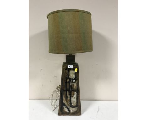 A 1970's pottery table lamp with shade 