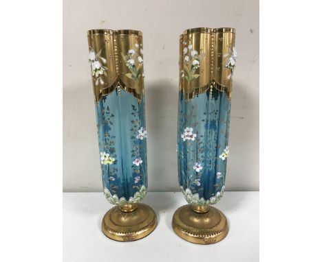 A pair of Victorian enamel Vienna vases 