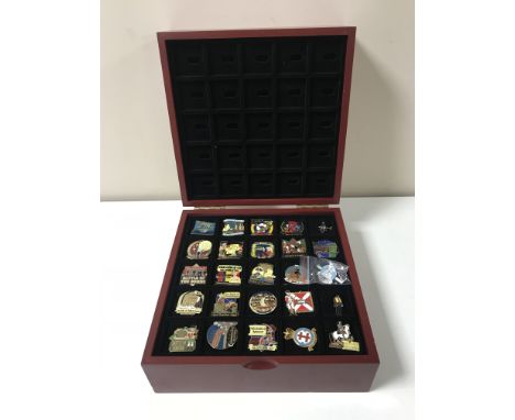 A cased set of British Victory enamel pin badges issued by the Danbury Mint.