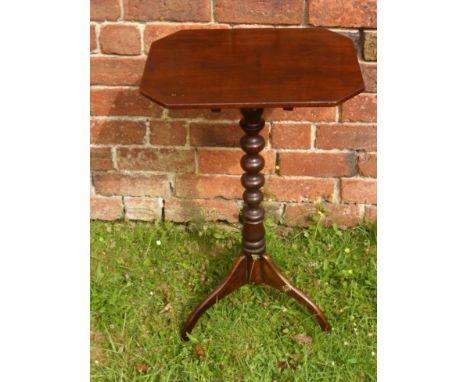 A Mahogany Tilt Top Wine Table, with bobbin turned column on tripod base, approx 46 x 35 x 75 cms.