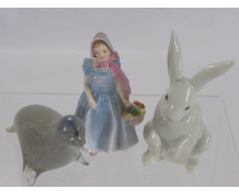 Miscellaneous Items, including Doulton and Co Ltd 'Wendy', Lladro Rabbit and a Murano glass seal, together with a part fine b