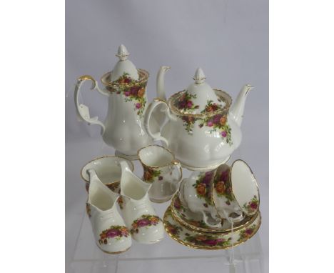 A Collection of "Old Country Roses" Tea and Coffee Sets, six coffee cups  and saucers,  milk jug, sugar bowl, tea pot, six cu