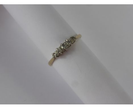 A Lady's 18 ct Gold and Platinum 5 Stone Diamond Ring, size O, 5 x old cut dias, approx 15 to 18 pts, wt 2.3 gms.