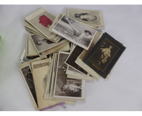 A Miscellaneous Collection of Vintage Post Cards, including black and white theatrical together with a Tonbridgeware needle c