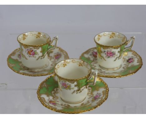 19th Century Coalport Fine Bone China, comprising four demitasse and five saucers.