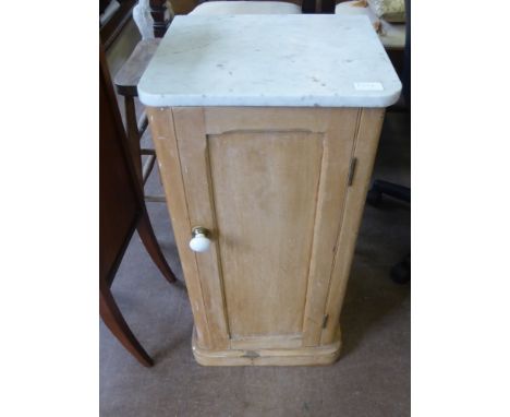 A Vintage Pine Marble Top Bedside Cabinet, approx 76 x 38 x 33 cms.