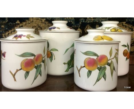 4 large Royal Worcester Evesham design preserve pots