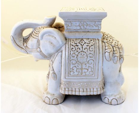 A ceramic plant stand in the form of an Indian elephant 44cms high
