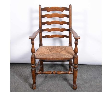 Joined oak gateleg table, 18th Century and later, adapted, oval top, turned and ringed legs, 104x127cm, height 72cm, and thre