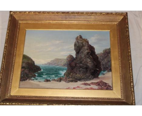 M** Scott - oil on canvas"Steeple Rock, Kynance Cove", signed and dated 1884, 16" x 22"