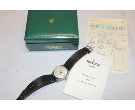 A gentleman's Rolex Tudor Prince Oysterdate wrist watch in stainless steel mounts and leather strap, boxed with original rece