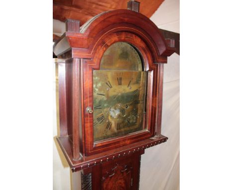 A late 18th/early 19th century Cornish longcase clock by William Davey of Penzance with 12" arched brass dial engraved with s