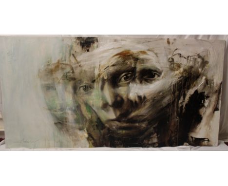 Milan Andov - oil on canvasAbstract portrait, signed, 39" x 79"