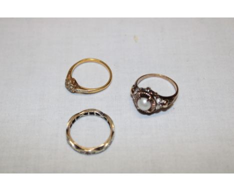 An unmarked gold dress ring, similar eternity ring and one other (3)