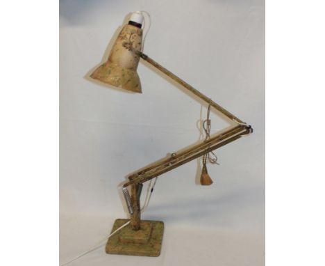 A vintage angle poise lamp by Herbert Terry with painted speckled decoration