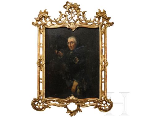 Johann Heinrich Franke (1738 - 1792), Werkstatt/Umkreis - Portrait König Friedrichs II. von Preußen  Öl auf Leinwand. Halbfig