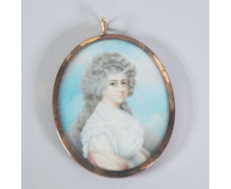 ATTRIBUTED TO RICHARD COSWAY, R.A (1742-1821) PORTRAIT MINIATURE, WATERCOLOUR ON IVORY LADY ANNE HORATIA SEYMOUR neé Waldegra