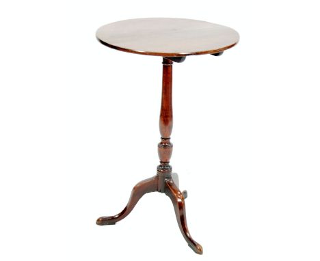 EARLY NINETEENTH CENTURY TRIPOD SNAP TOP OCCASIONAL TABLE, the circular top above a slender vase shaped column and raised on 