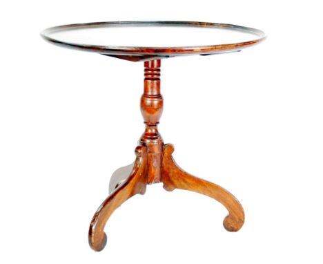 GEORGIAN MAHOGANY TRIPOD LOW OCCASIONAL TABLE,  the moulded circular slightly dished top above a short turned column and rais