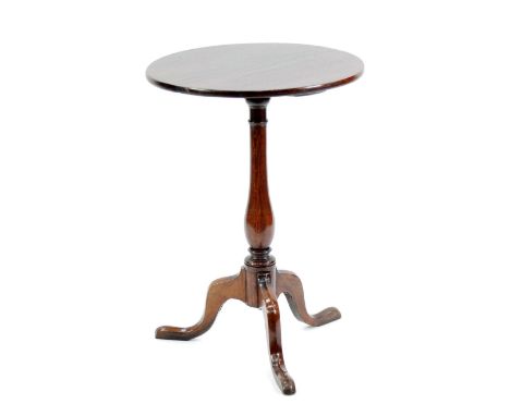 GEORGE III OAK TRIPOD OCCASIONAL TABLE with circular top on baluster column, 20" (51cm) diameter 