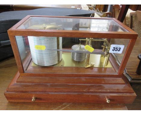 BAROGRAPH; A late 20th Century oak cased barograph by R. R. Lucking of Hampton Court