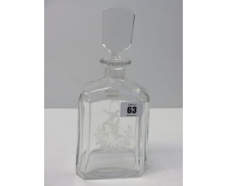 ORREFORS. "Romeo & Juliette" etched glass decanter by Londberg (base chip)  