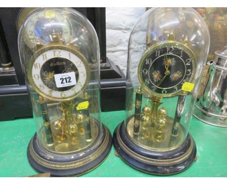 400 DAY CLOCK, Hallers glass domed mantel clock and 1 similar