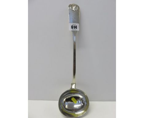 VICTORIAN LADLE, HM silver fiddle and shell pattern soup ladle, London 1878, maker SS, 10ozs