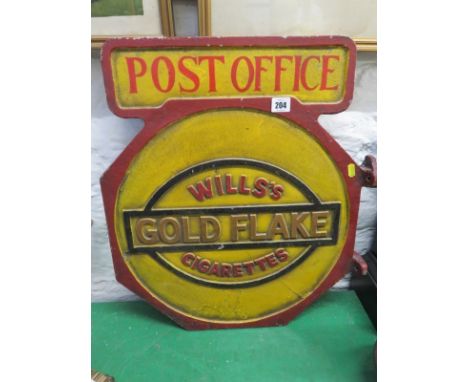 ADVERTISING, a double sided painted cast metal Post Office and Wills's Gold Flake bracket sign, 21.5" height