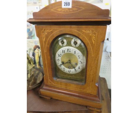EDWARDIAN BRACKET CLOCK, marquetry case mahogany bracket clock with bar strike movement by Junghens 17" high