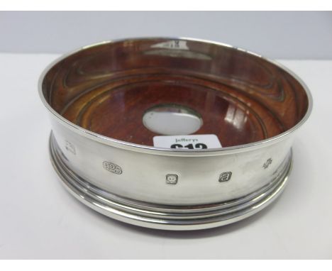 DECANTER COASTER, HM silver plain gallery coaster, London 1956, makers R & D