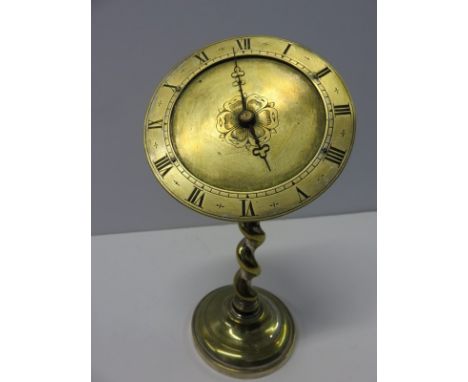 TABLE CLOCK, a plated brass barley twist stem support, 8 day table clock, 7.5" height
