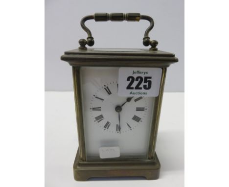 CARRIAGE CLOCK, brass cased and bevelled glass carriage clock, 4.5" height