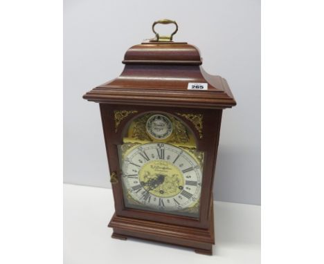 BRACKET CLOCK, a Georgian design reproduction bracket clock by Goodfellow of Wadebridge with bar strike and key 17" high 