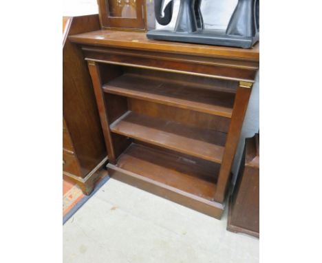 MAHOGANY BOOKCASE, pedestal open fronted adjustable shelf narrow bookcase, 36" height x 33" width