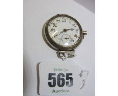 WWI WATCH, silver cased watch with Arabic numerals and secondary dial, with inscription to Corp. B C Viner "In gratitude for 