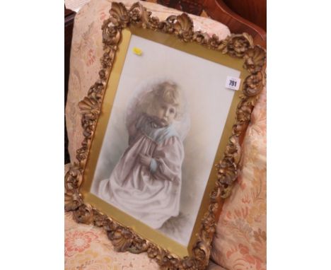 VICTORIAN PORTRAIT, a signed photographic base portrait of Young Girl in ornate frame, 14" x 11"