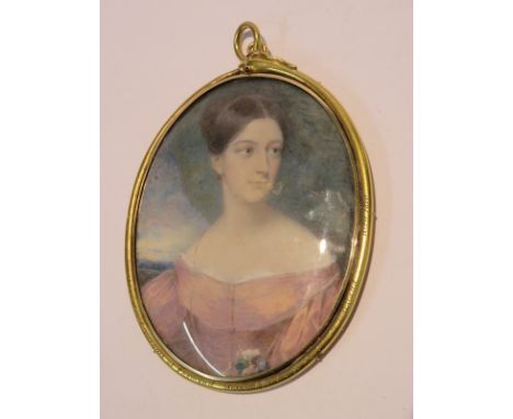 GOLD FRAMED PORTRAIT MINIATURE, oval portrait miniature on copper of Elizabeth, daughter of the second Marquis of Thomond, ma
