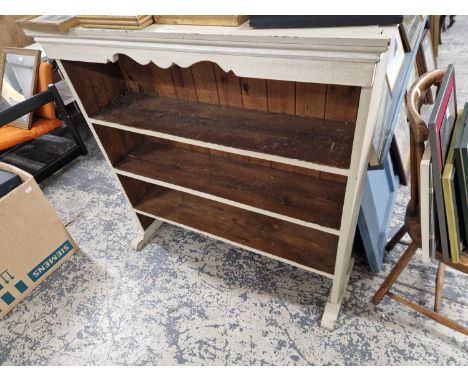 A grey painted three shelf open bookcase W 97.5 D 27 H 97 cm