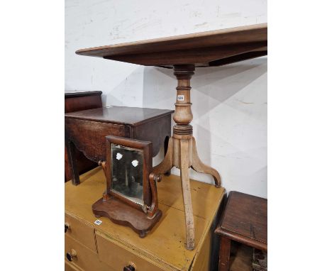 A 19th century mahogany tripod table with a rectangular tilt top together with a mahogany commode stool