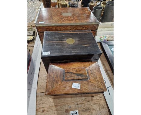 A Victorian writing box, a dressing case and a tea caddy. 