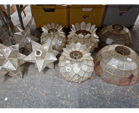 Eight Lustre Capiz shell glazed light shades