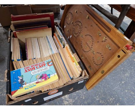 A vintage bagatelle, a collection of Andy Capp comic strip books etc. 