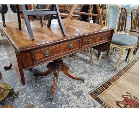 A 19th century mahogany sofa table with two apron drawers