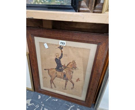 A vintage fox hunting print, "Hogany Tops".