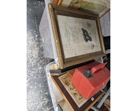 Assorted antique prints, a modern camera tripod etc. 